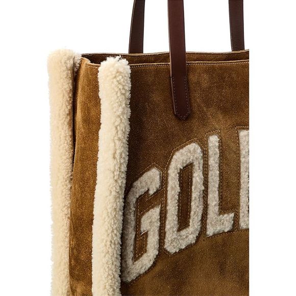 Golden Goose California North-South Suede & Shearling Tote, Brown - Picture 3 of 4